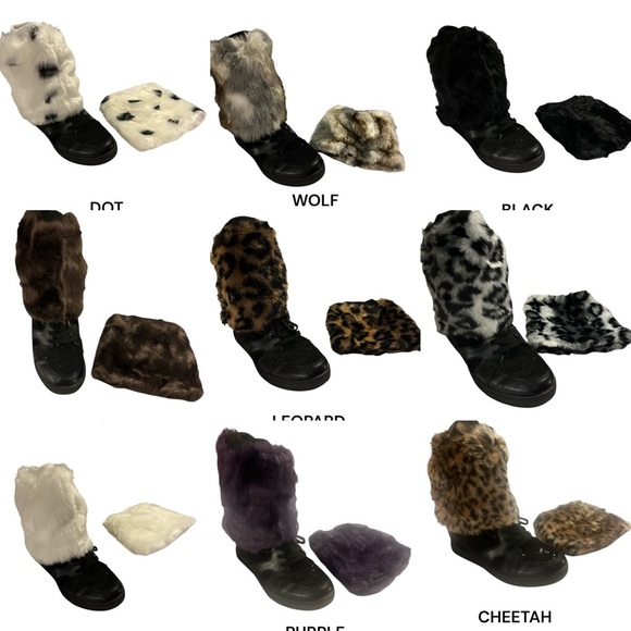 Multiple Colors Faux Fur Soft Costume Leg Warmers Boot Covers Dancewear Rave NWT - Picture 1 of 10
